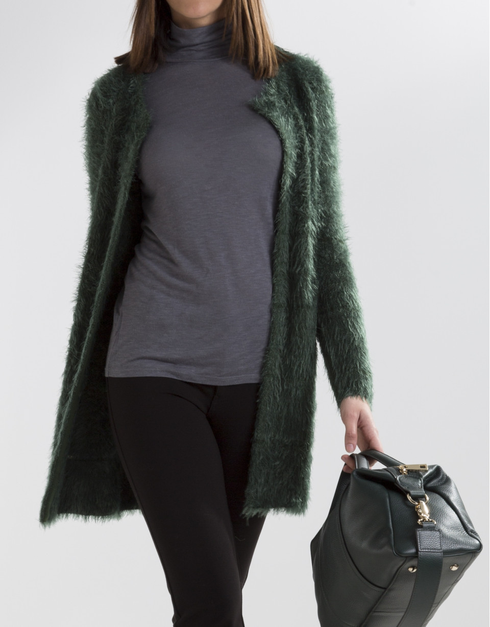 Chaqueta larga punto verde