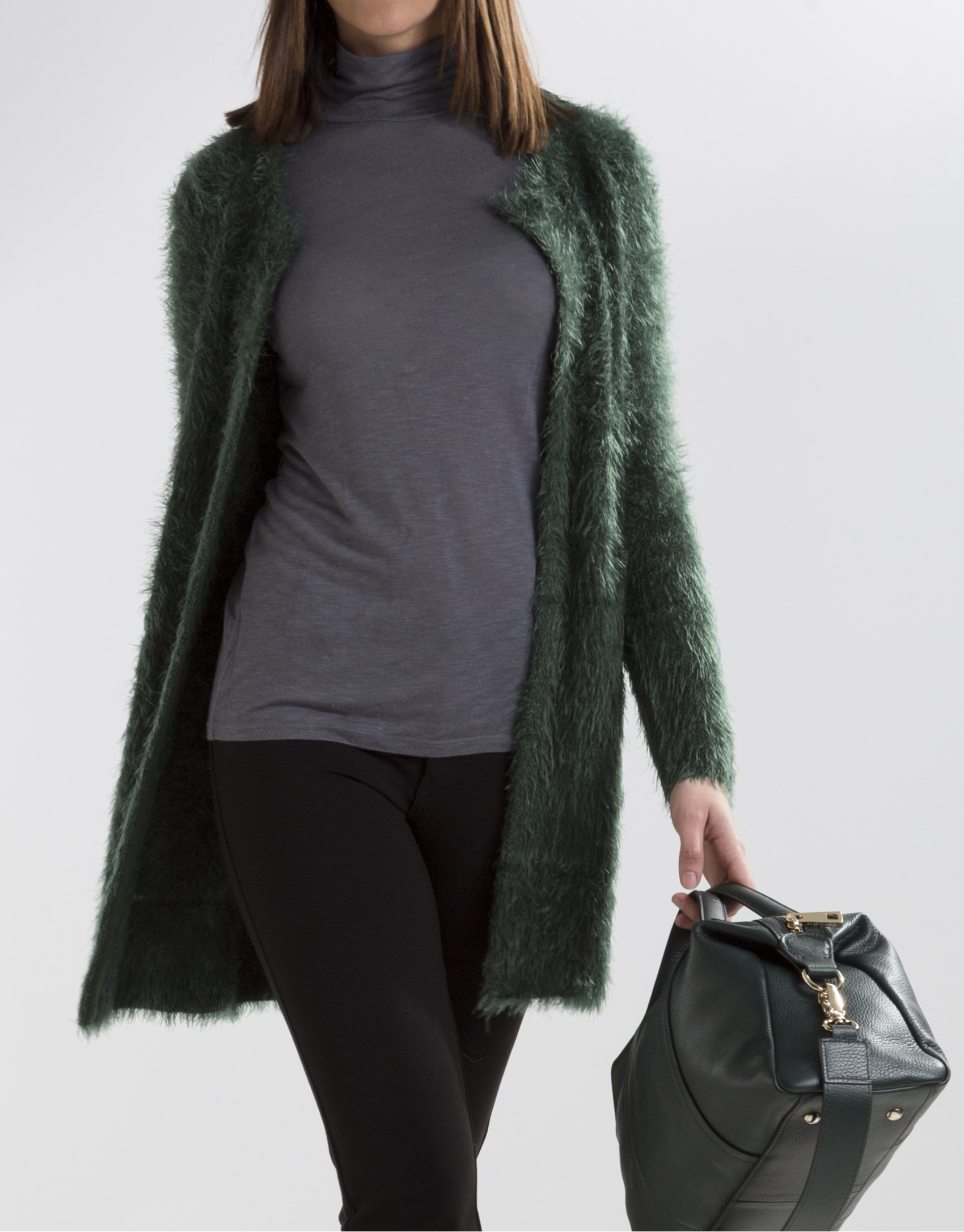 Chaqueta larga punto verde