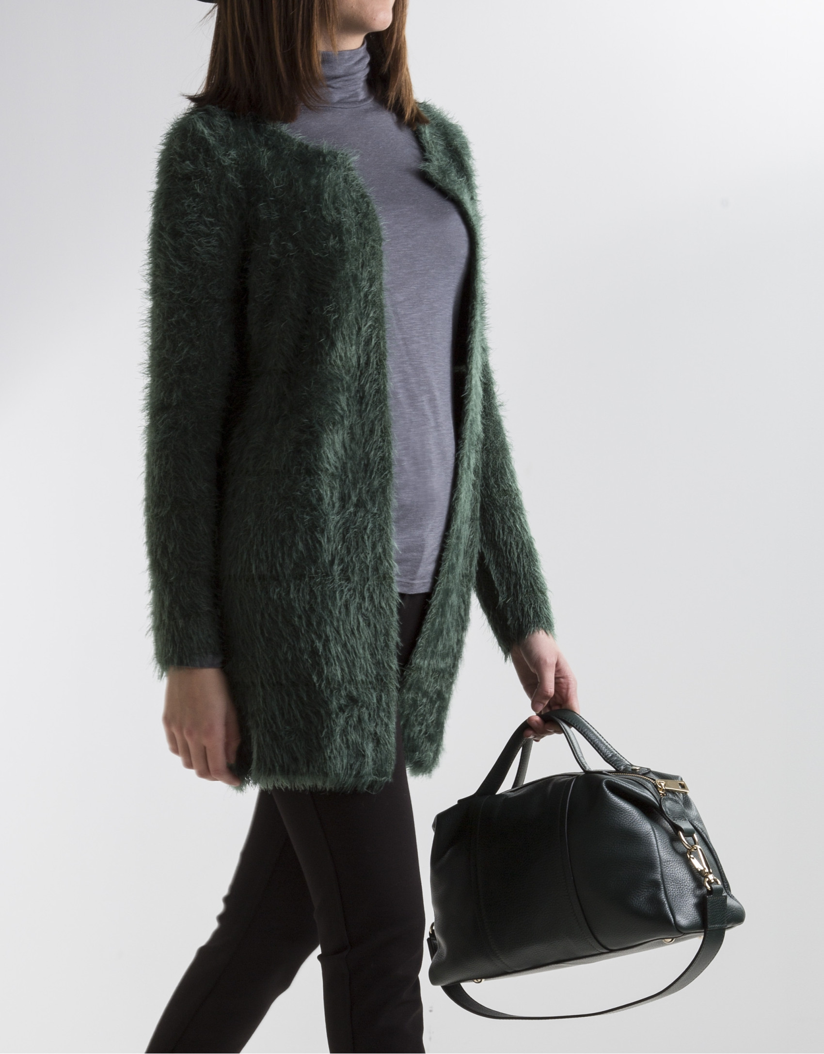 Chaqueta larga punto verde