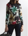 Camiseta floral manga larga roja