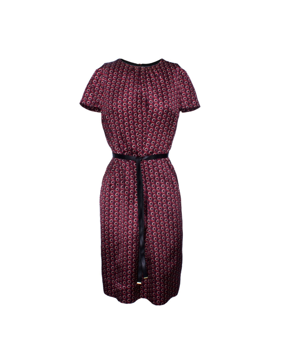 Vestido burdeos estampado circular