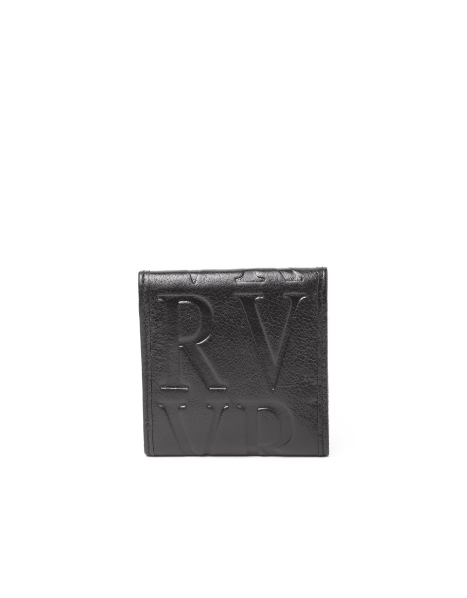 Monedero pequeño negro piel grabada RV. 