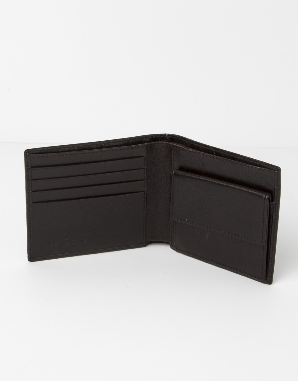 Brown leather wallet with change purse inside