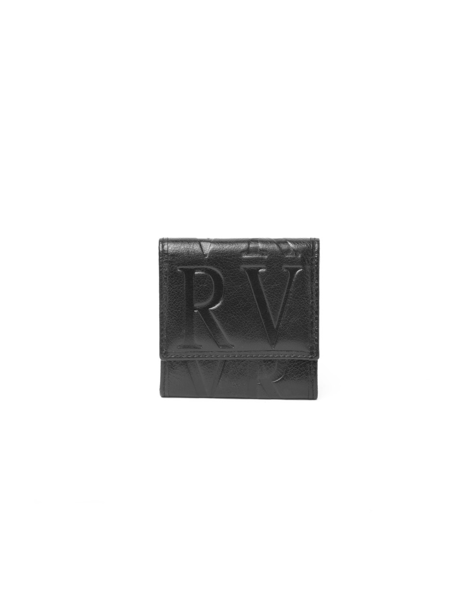 Monedero pequeño negro piel grabada RV. 