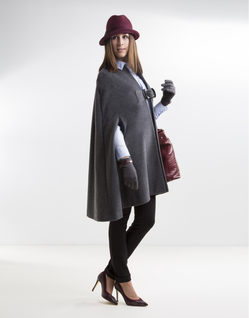 Dark gray cashmere cape
