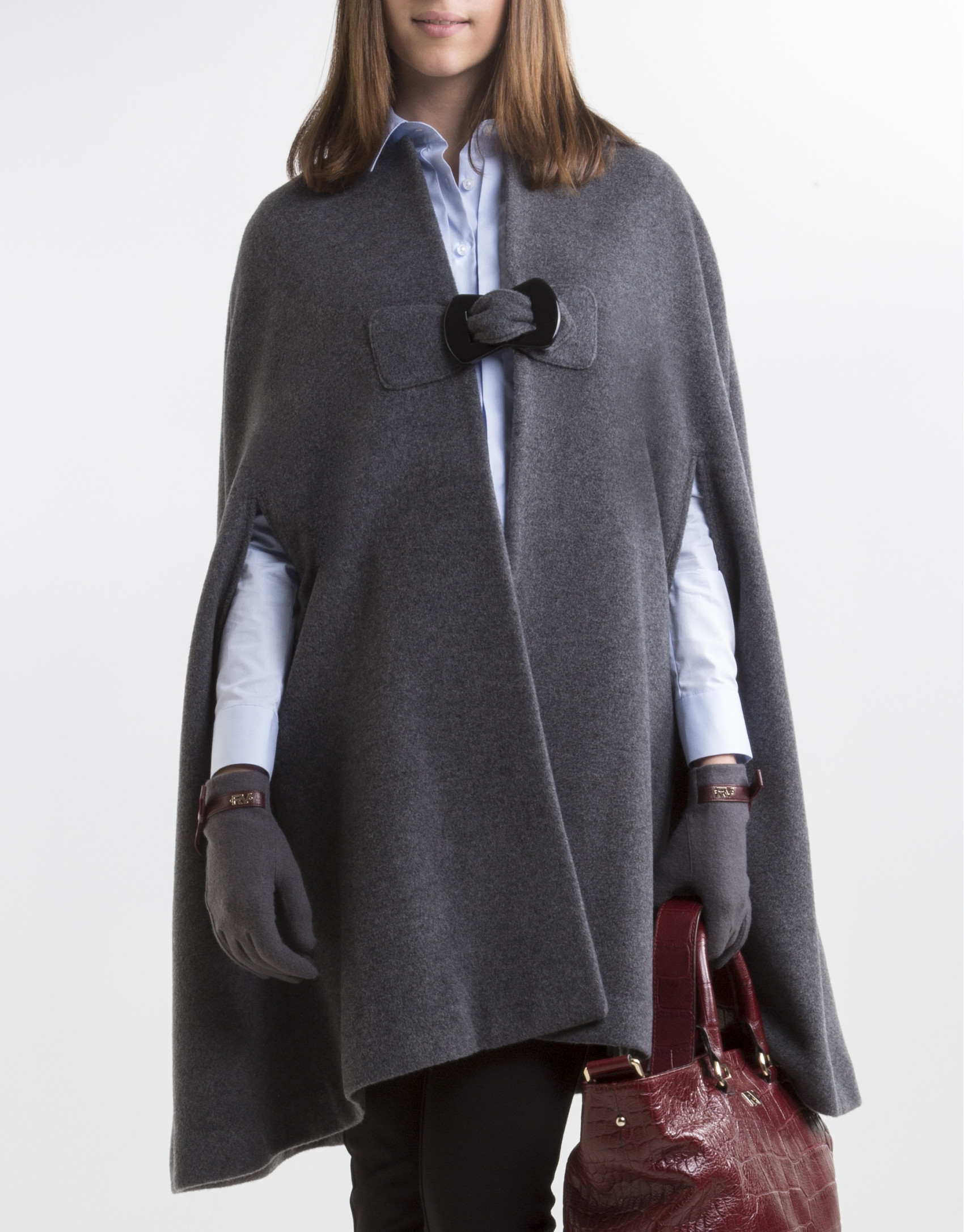 Dark gray cashmere cape