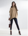 Poncho cuello vuelto beige