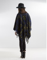 Green/blue print wool poncho