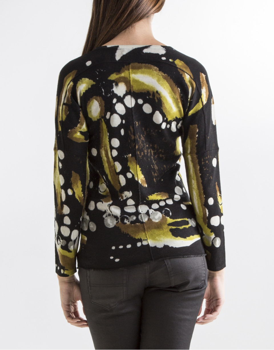 Black print sweater
