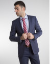 Traje slim fit cuadro azul marino