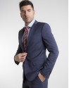 Navy blue checked slim fit suit