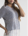 Blue sweater with fringe