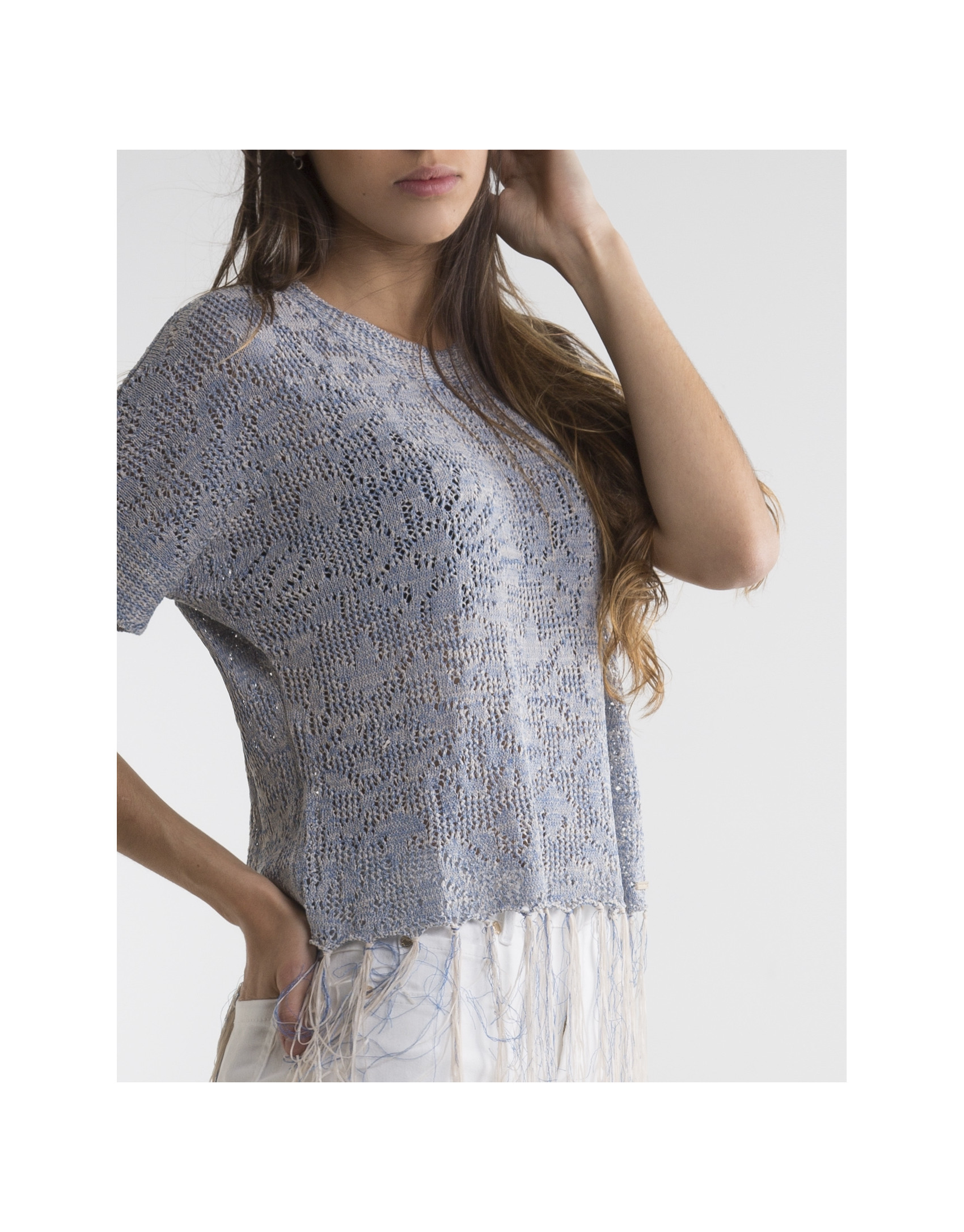 Jersey flecos azul