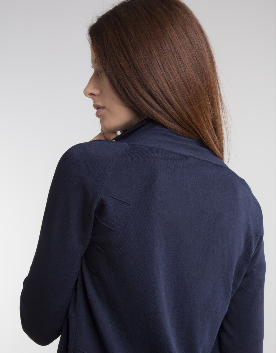 Blue knit loose jacket