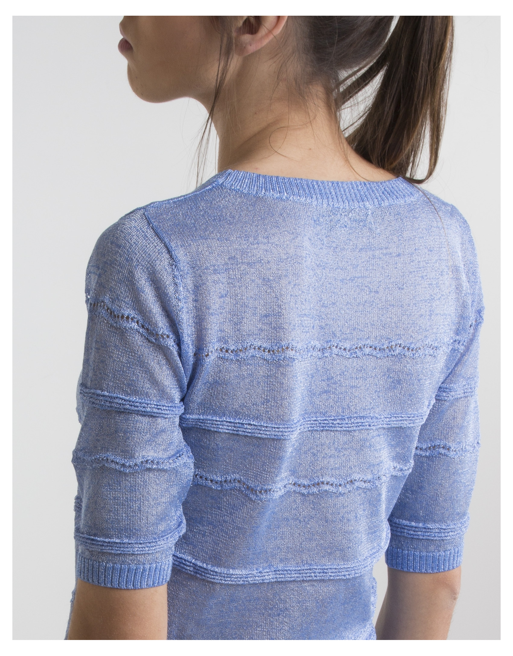 Blue sweater with trimming