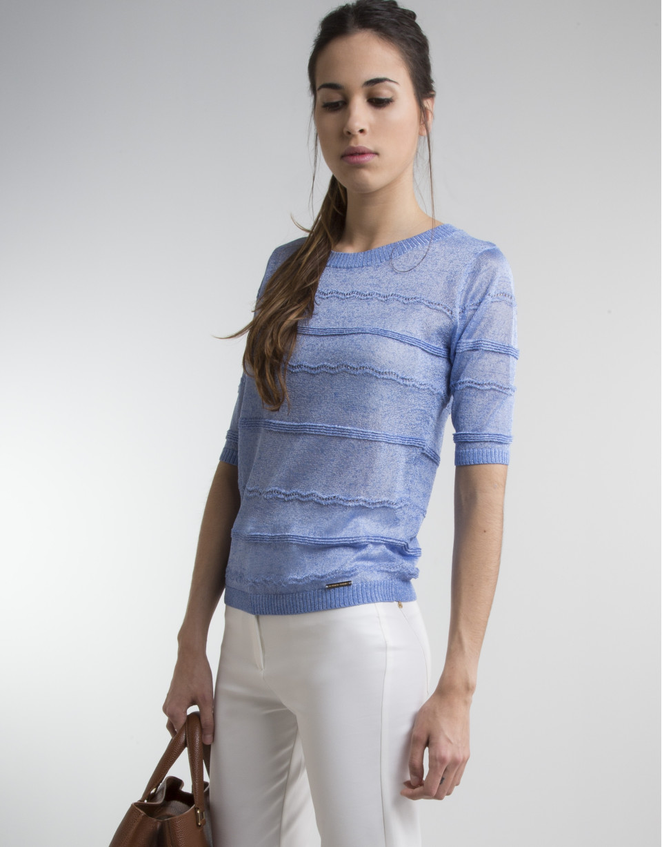 Blue sweater with trimming