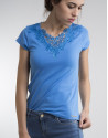 Camiseta crochet azul