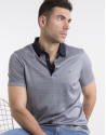 Navy blue /beige microprint polo