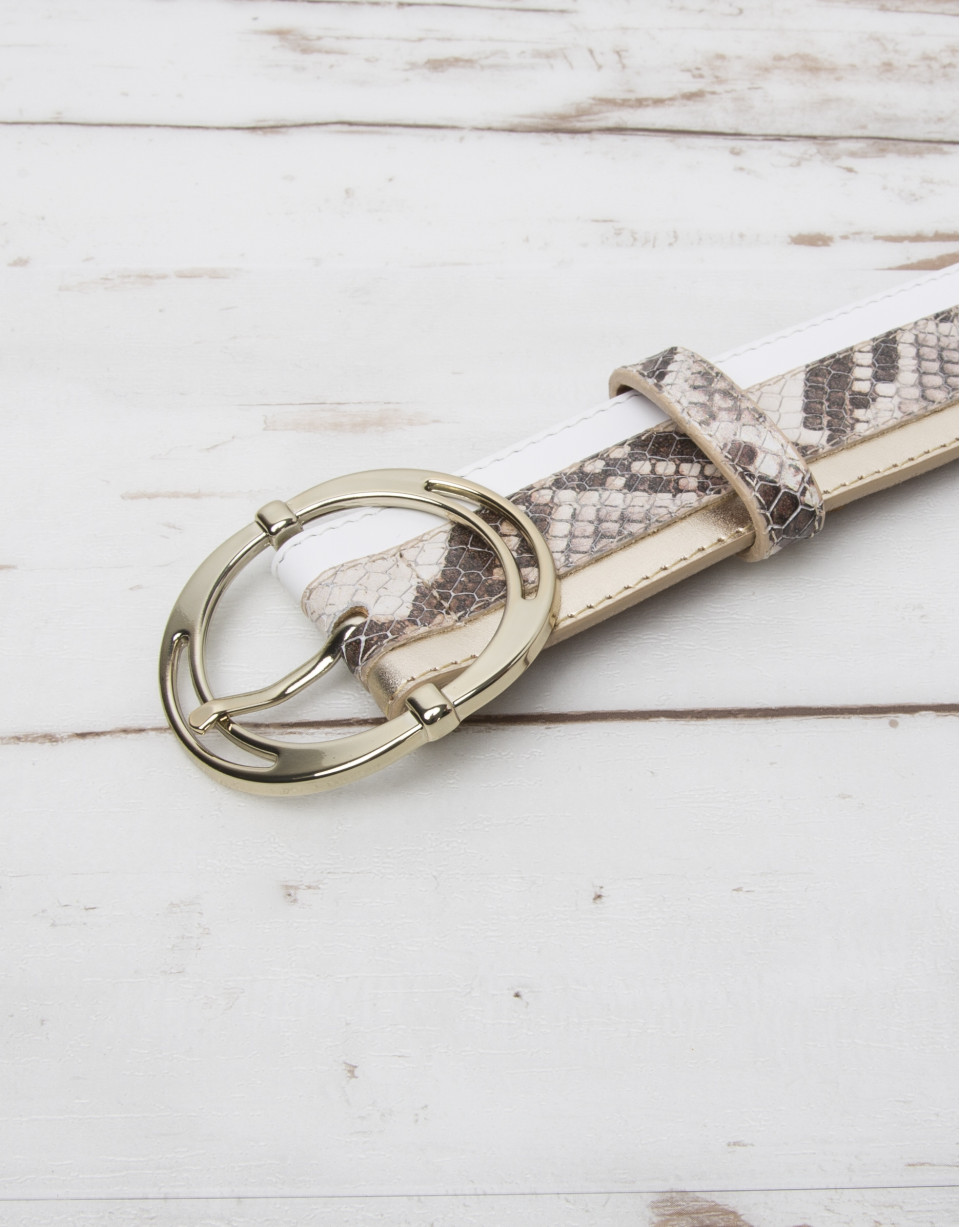 Block leather belt