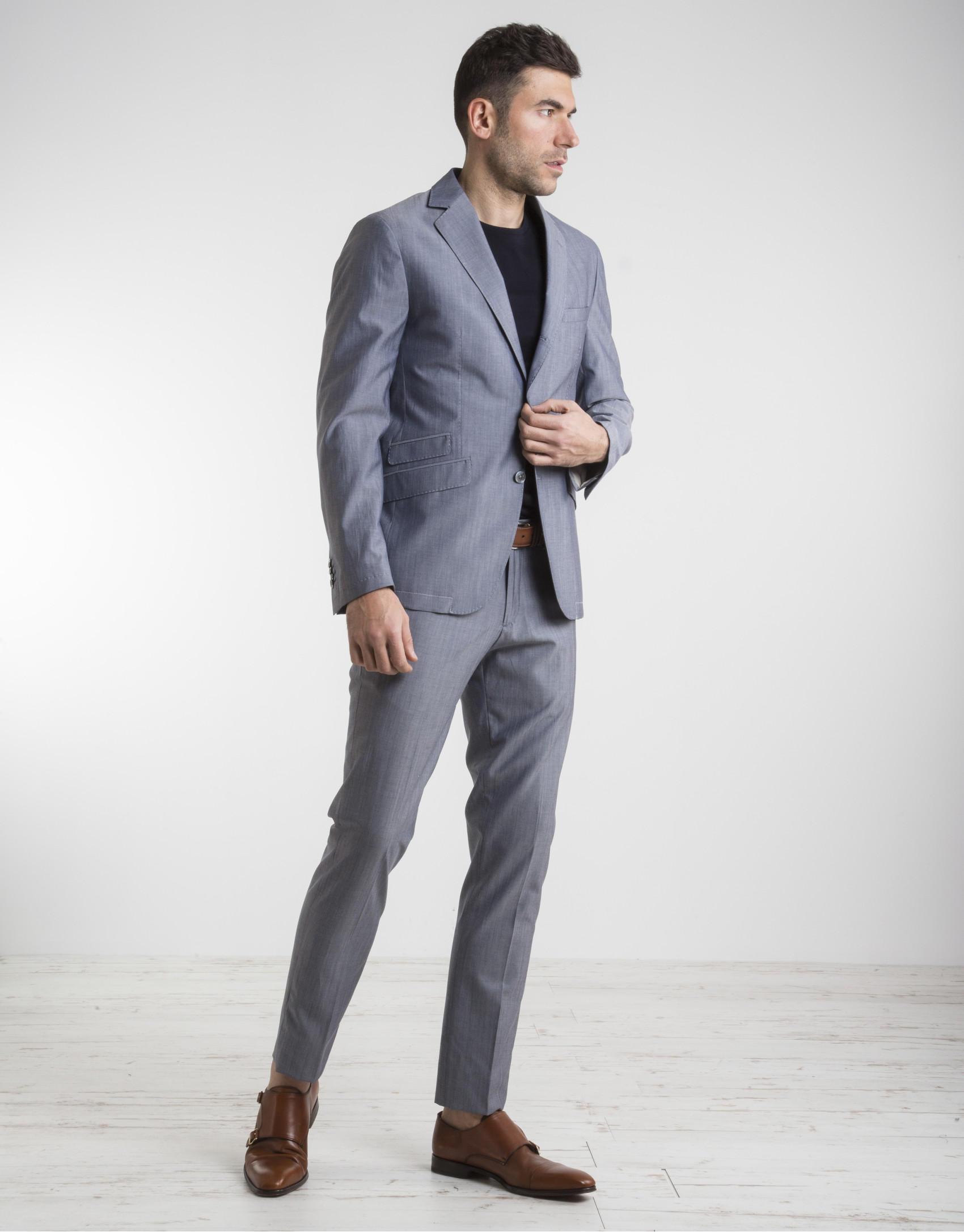 Navy blue wool/cotton sport coat