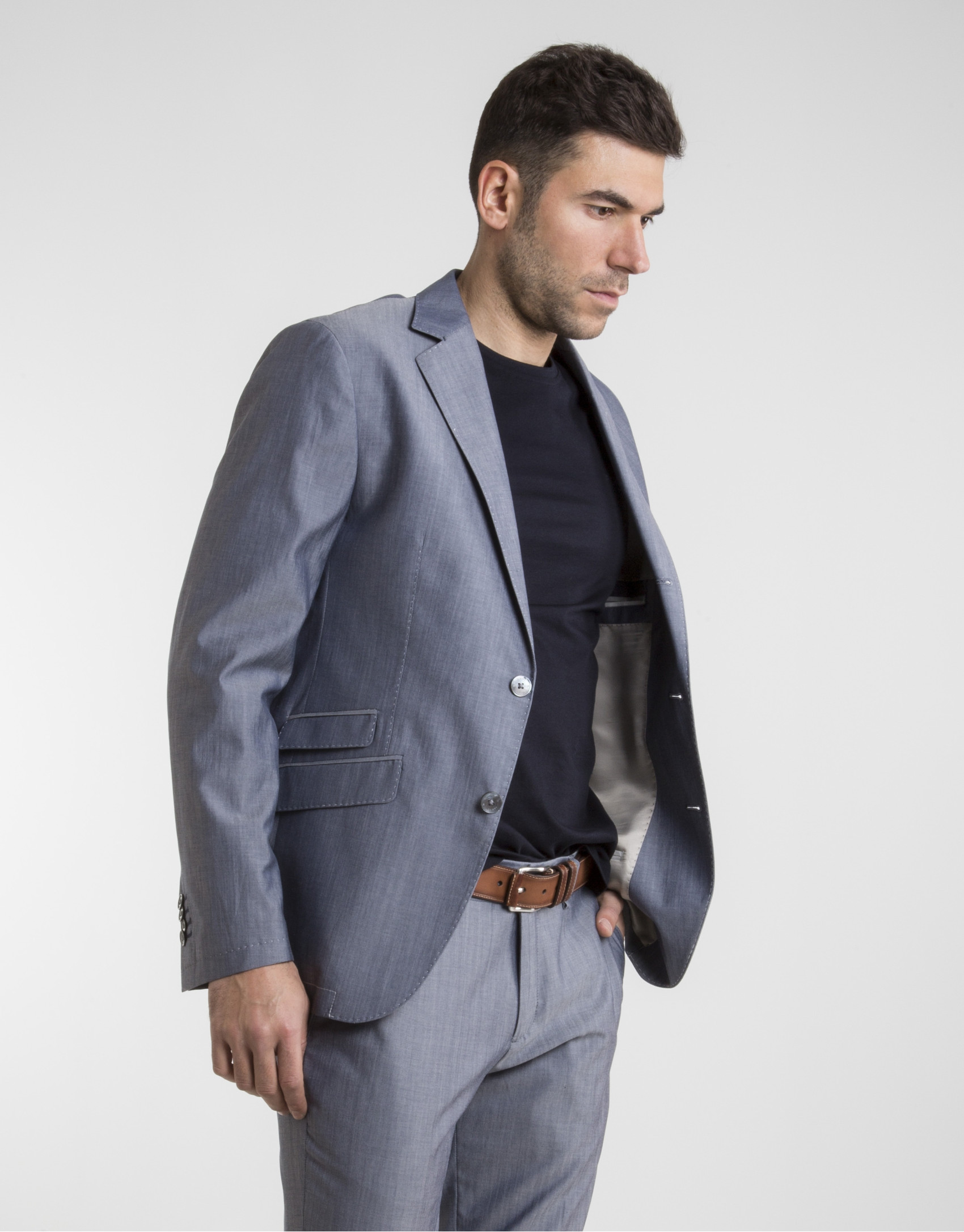 Navy blue wool/cotton sport coat