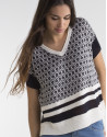 Blue / white V neck sweater