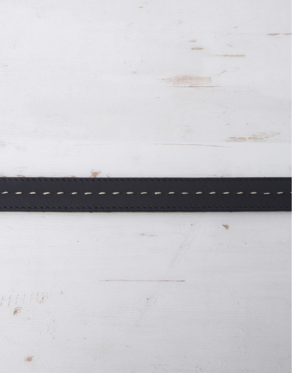 Navy blue leather belt