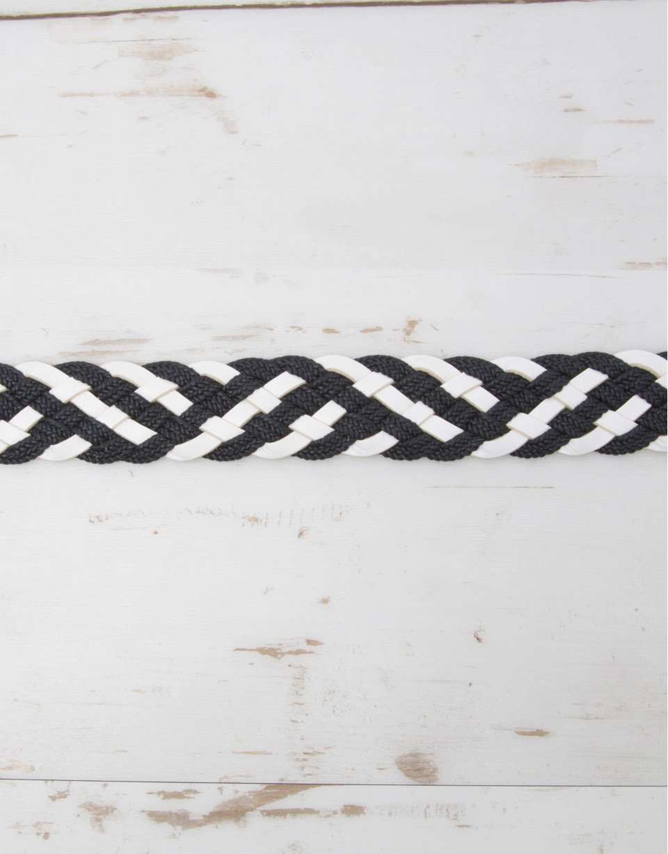 Cotton/leather braided belt