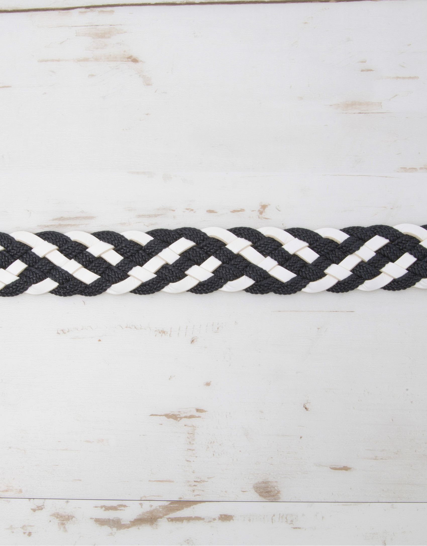 Cotton/leather braided belt