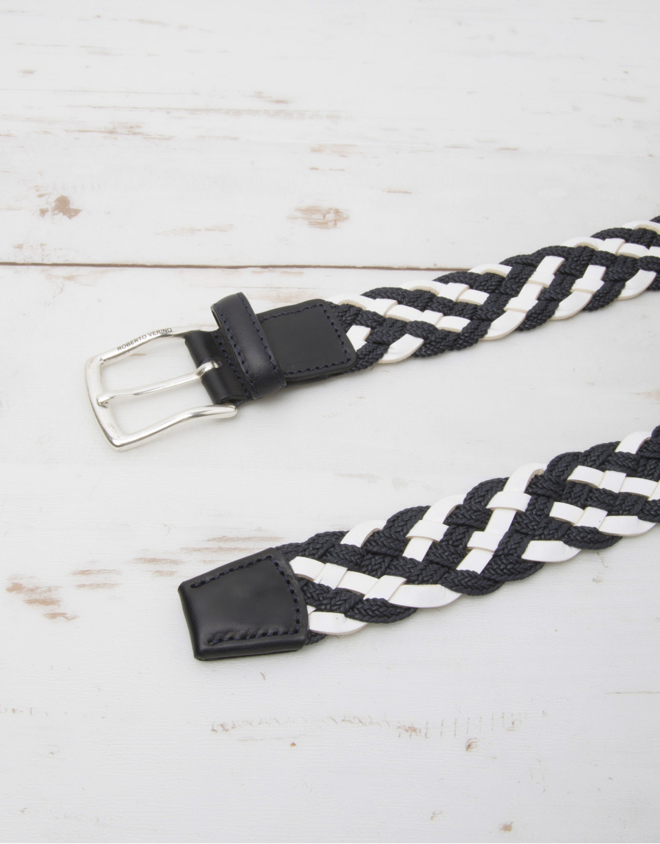 Cotton/leather braided belt