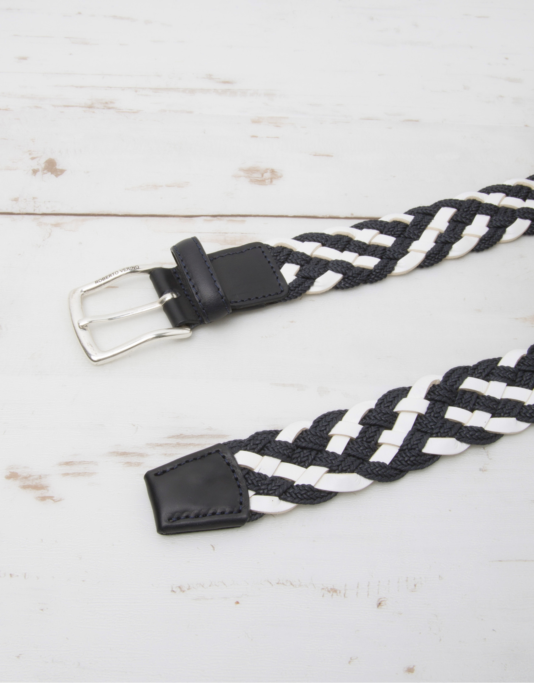 Cotton/leather braided belt