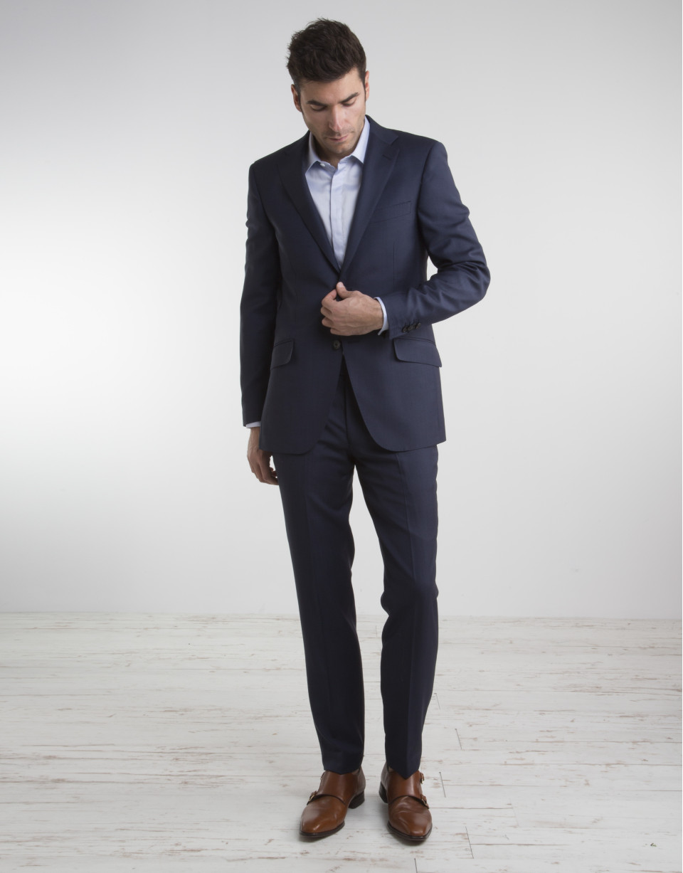 Traje regular fit falso liso marino
