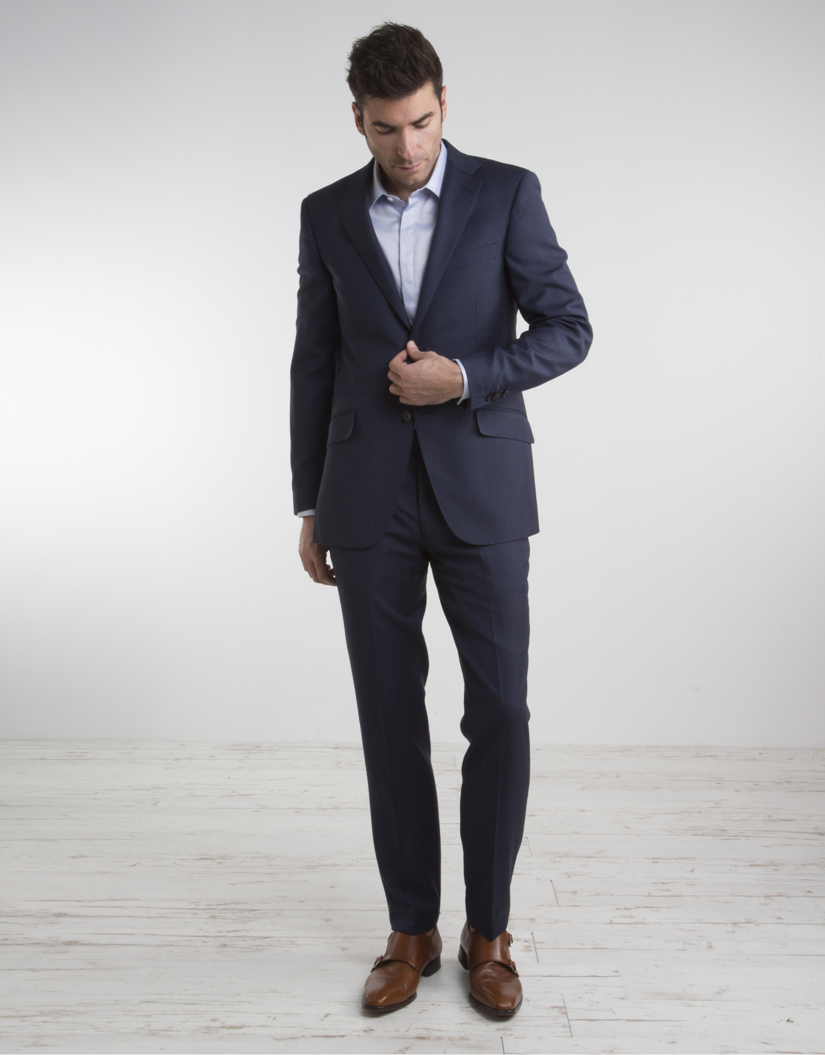 Traje regular fit falso liso marino