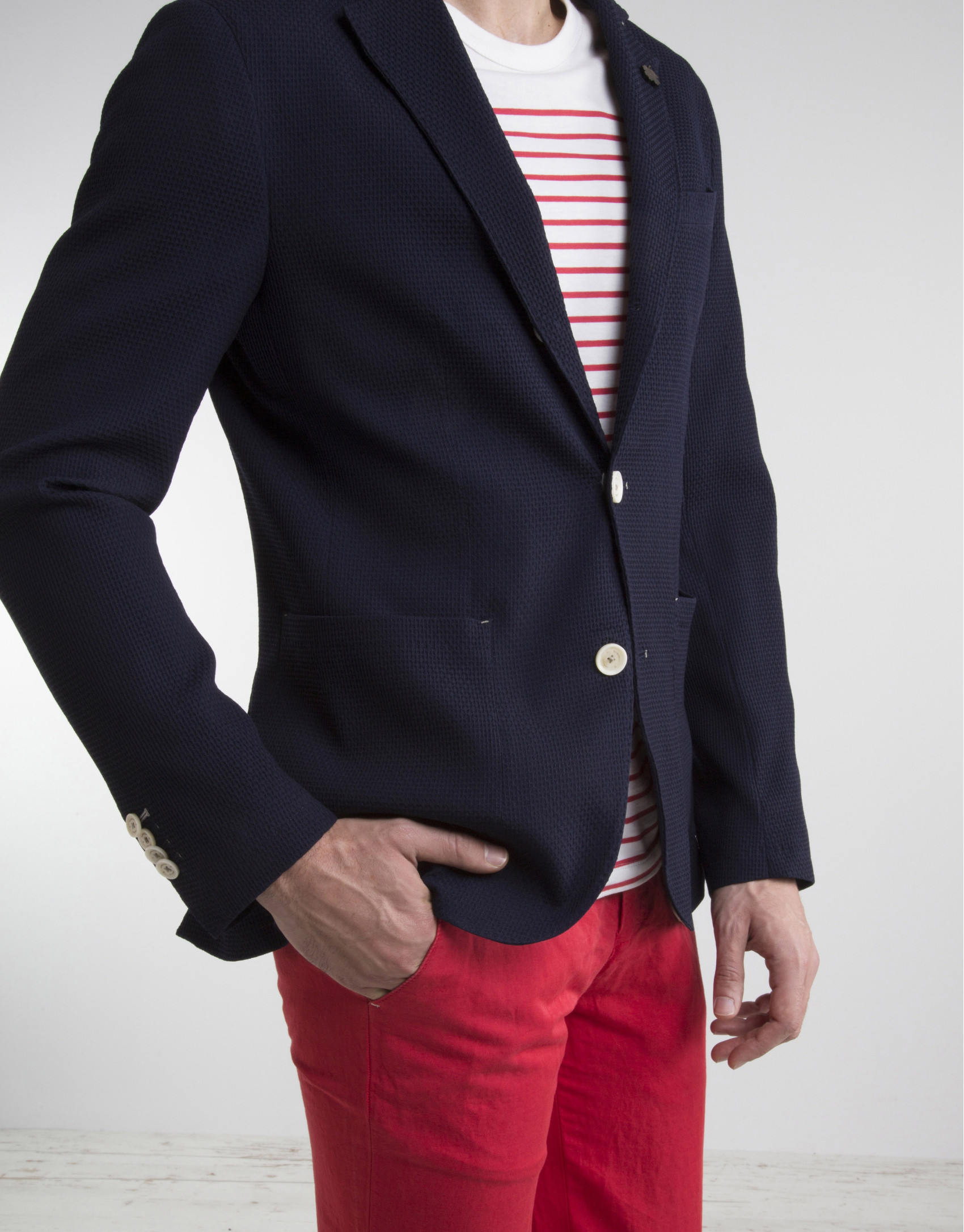 Navy blue knit sport coat 