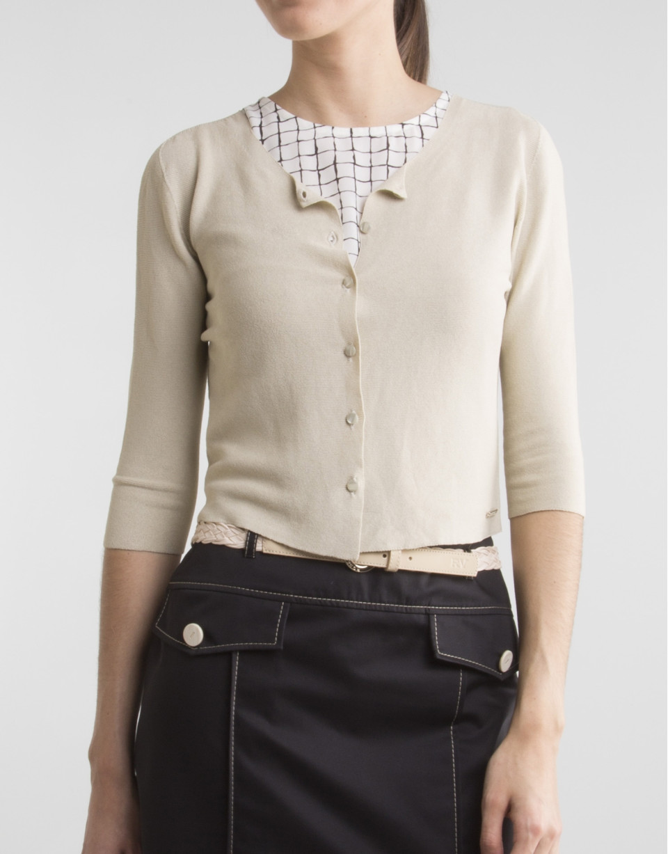 Short camel knit jacket