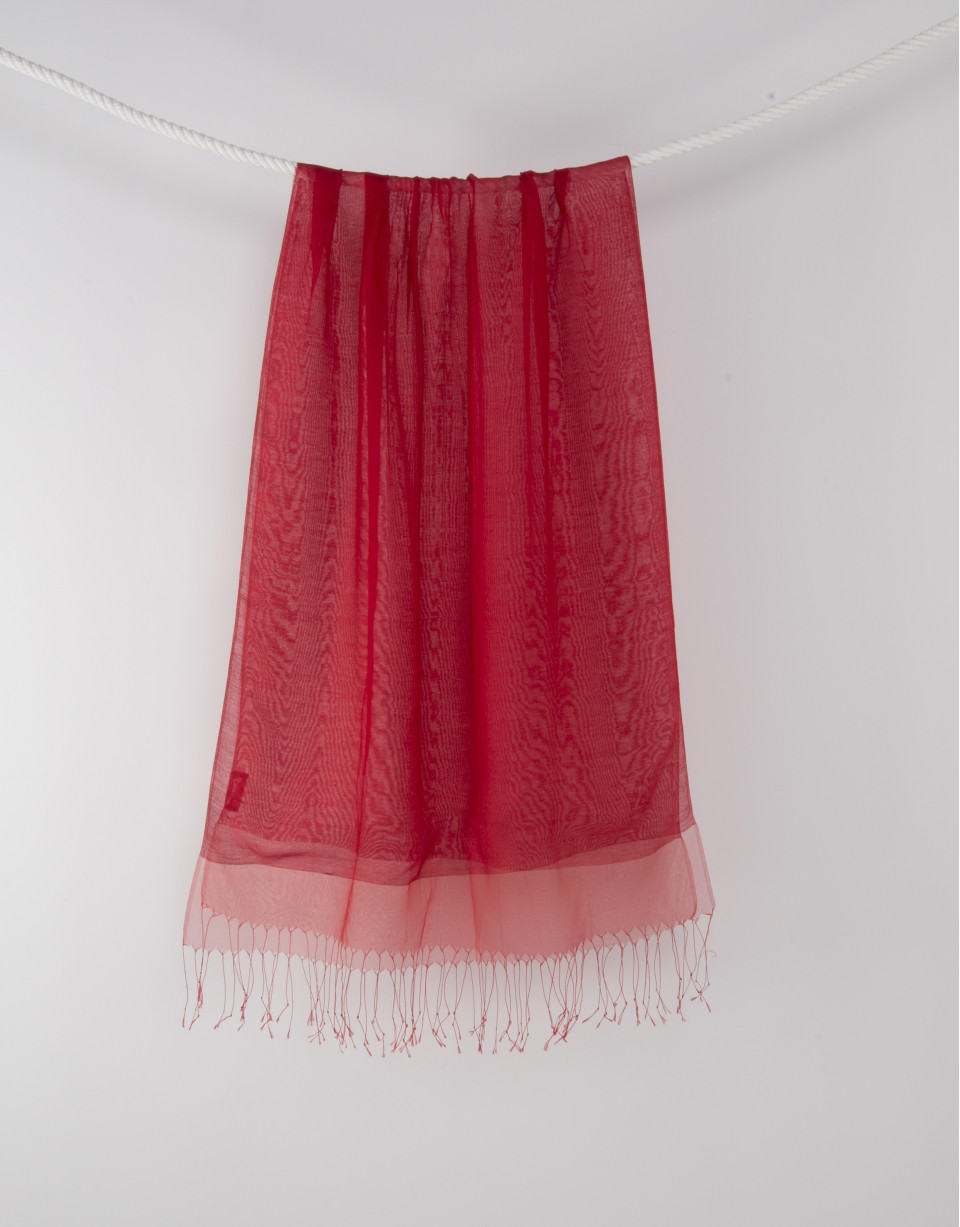 Red fringed scarf