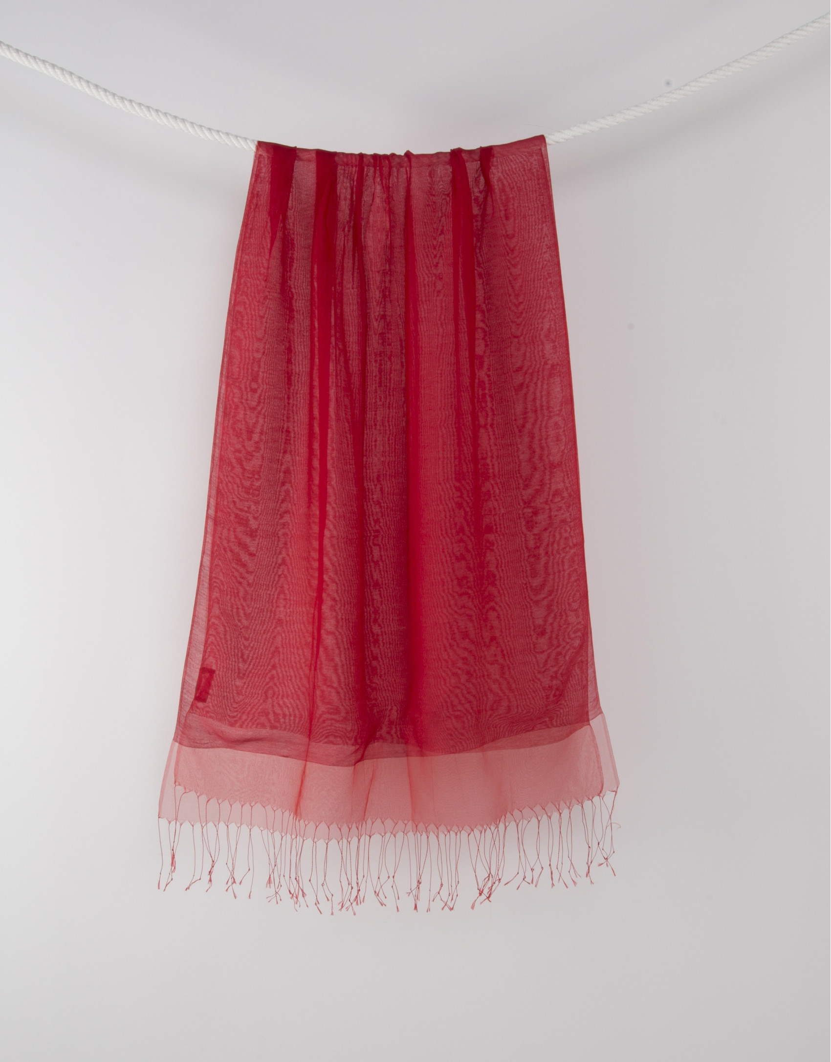 Red fringed scarf