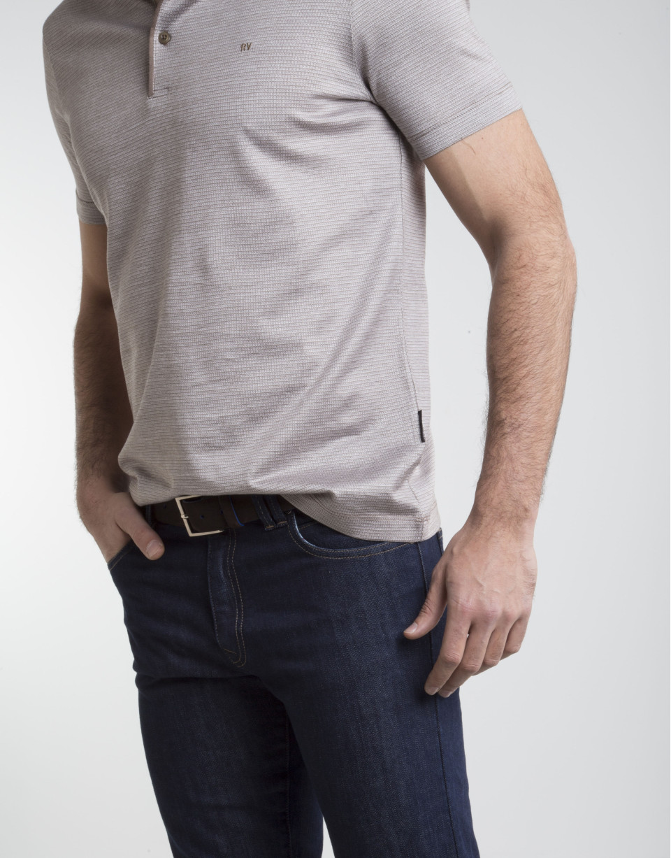 Beige/mink microprint polo