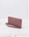 Pink billfold with strap