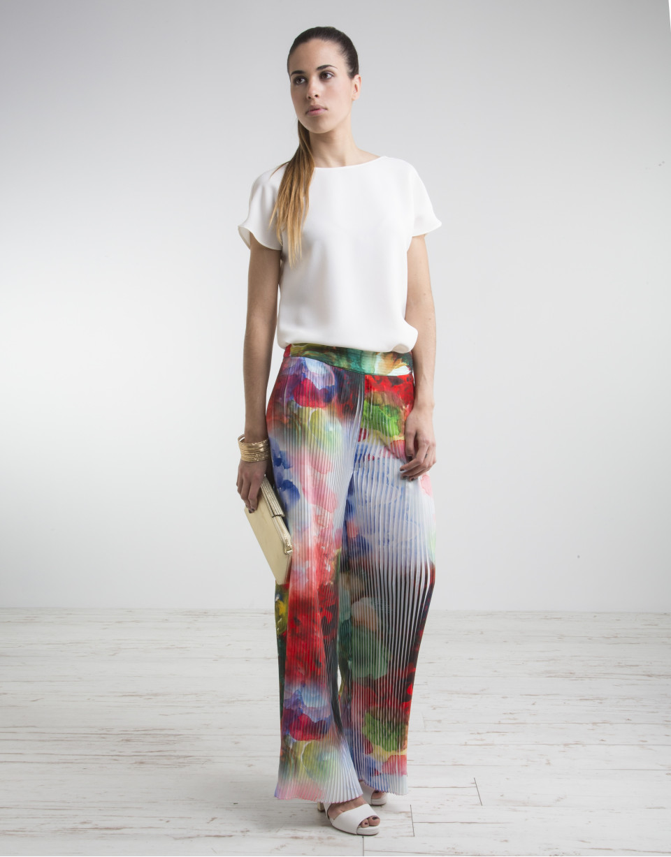 Pantalón plisado estampado floral