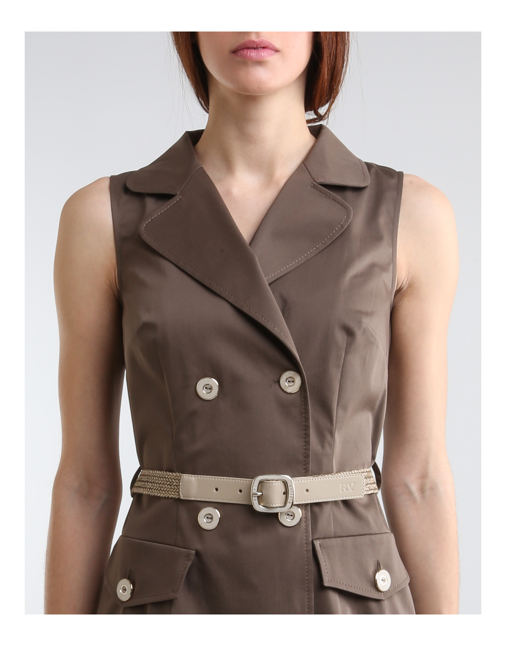 Khaki green shirtwaist dress