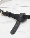 Navy blue leather belt