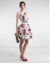 Vestido flores y lunares negros