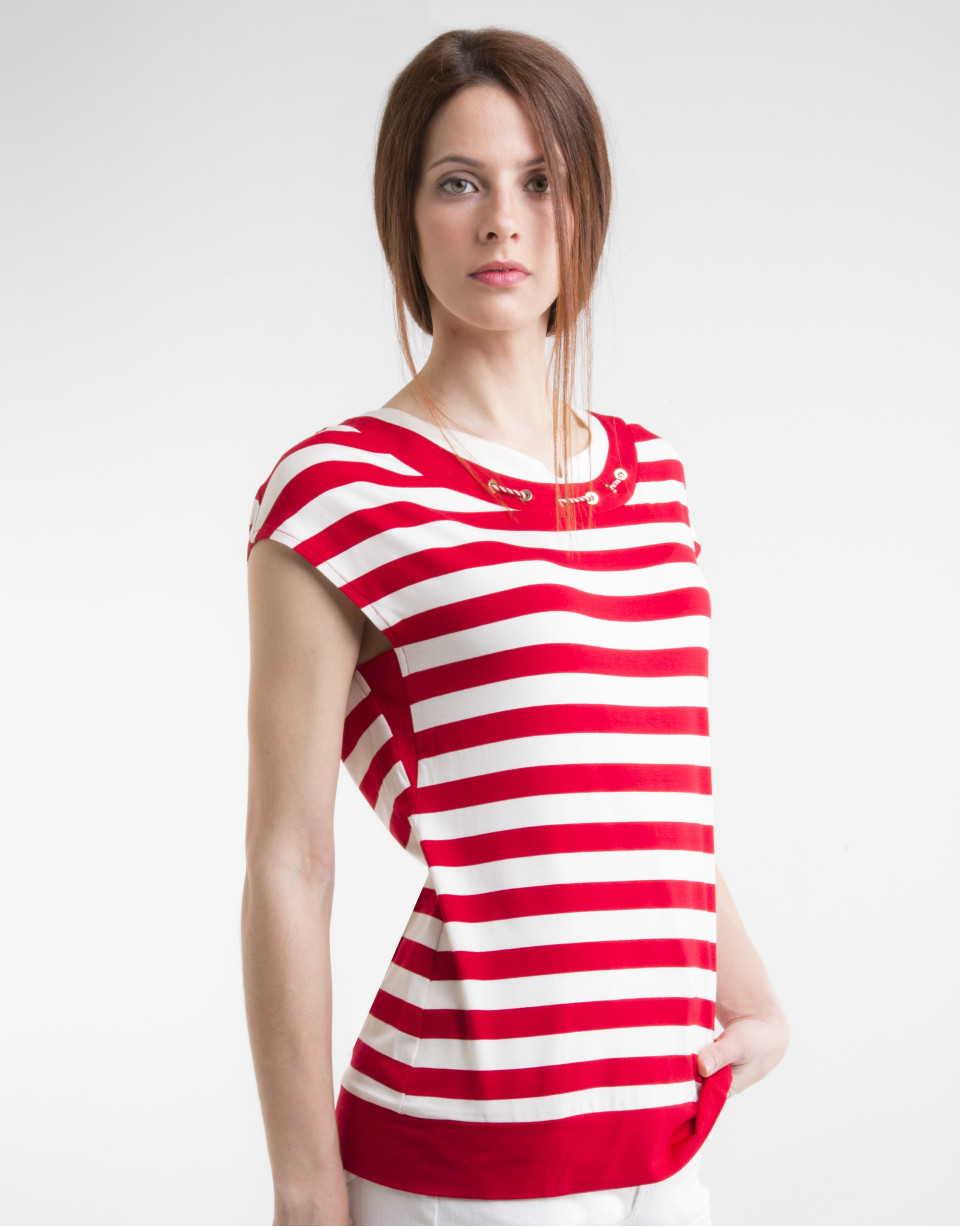 Red striped knit top