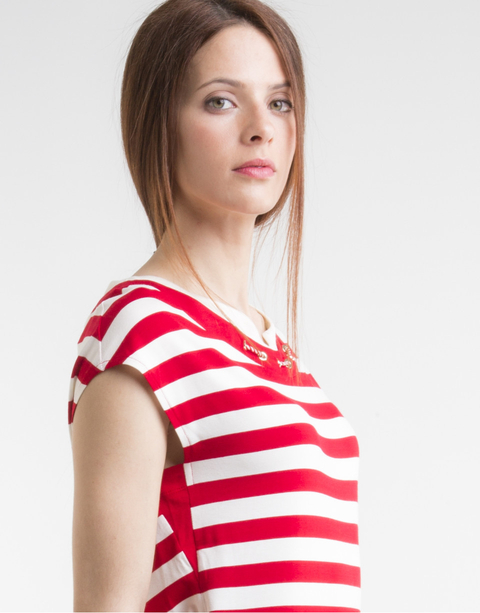 Red striped knit top