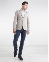 Beige microprint cotton/linen sport coat