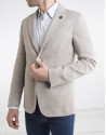 Beige microprint cotton/linen sport coat