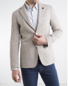 Beige microprint cotton/linen sport coat