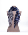 Combined print and striped scarf