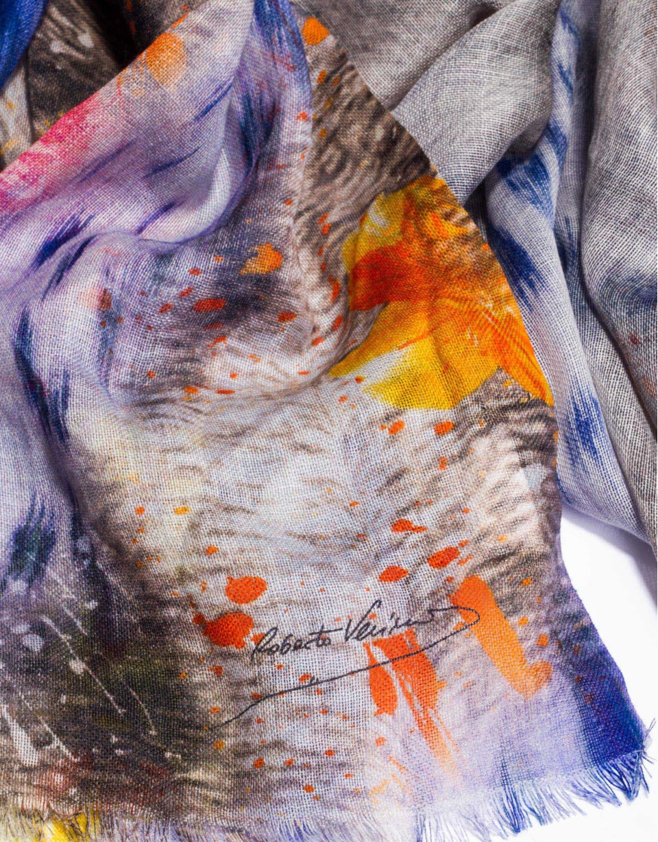 Foulard estampado mancha animal y flores